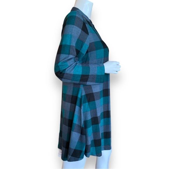 ROXY’S RASCALS BLUE/GREEN PLAID TUNIC DRESS. WOMEN’S SIZE LARGE/XLARGE - Picture 3 of 7